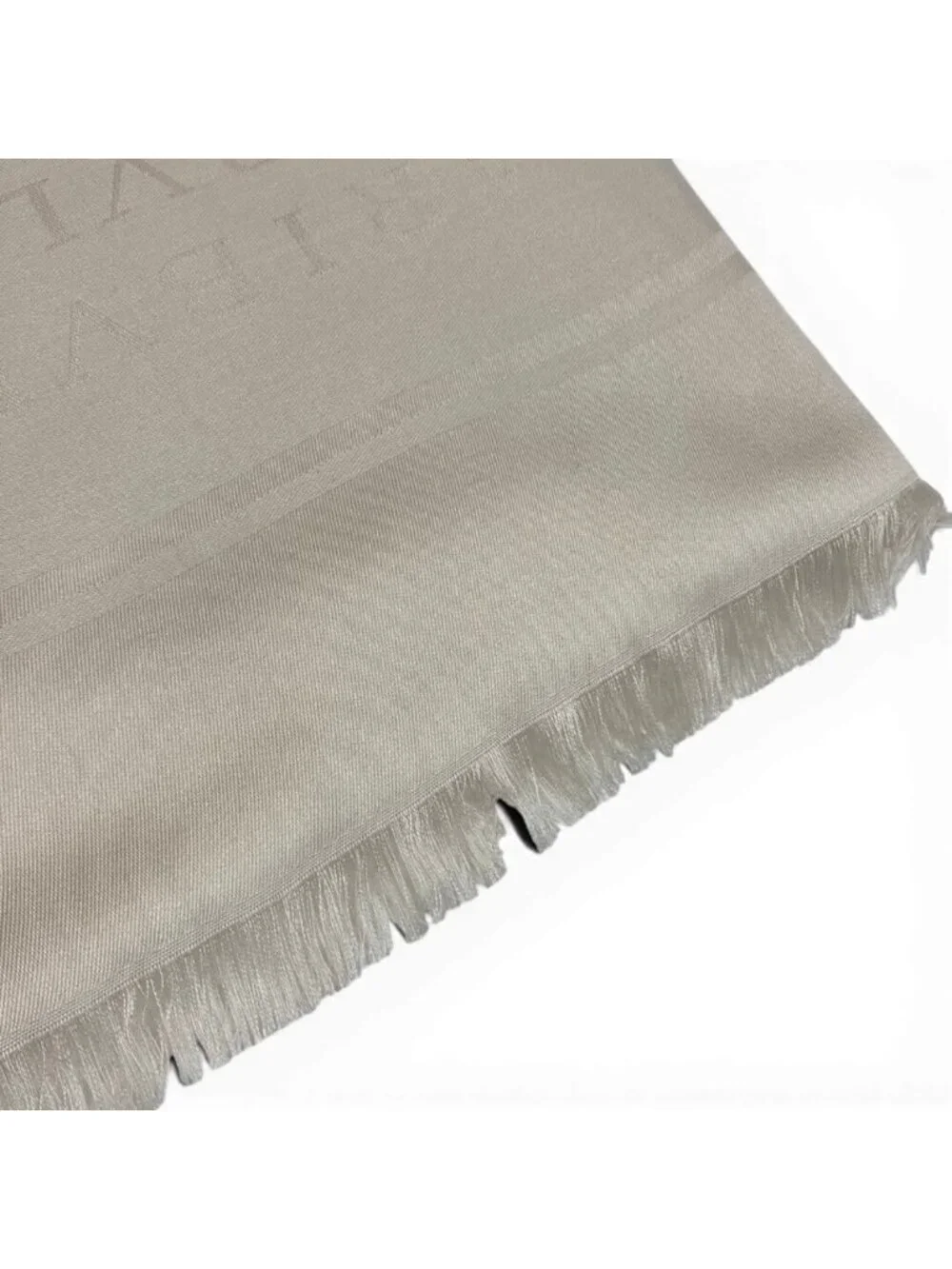 Bvlgari Logo Silk Scarf Fringe Ivory